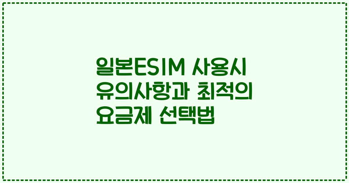 일본ESIM 사용시 유의사항과 최적의 요금제 선택법