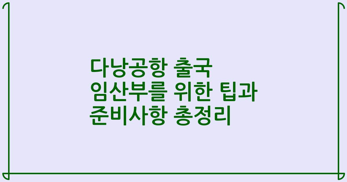 다낭공항 출국 임산부를 위한 팁과 준비사항 총정리