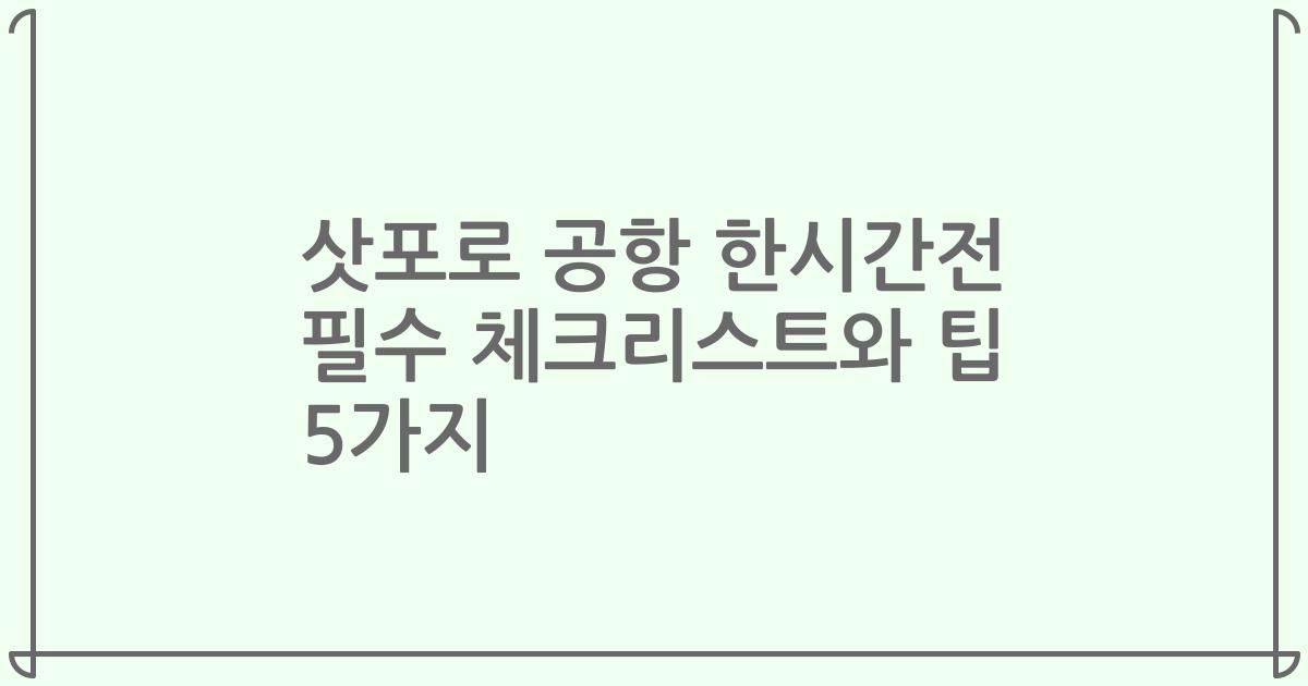 삿포로 공항 한시간전 필수 체크리스트와 팁 5가지